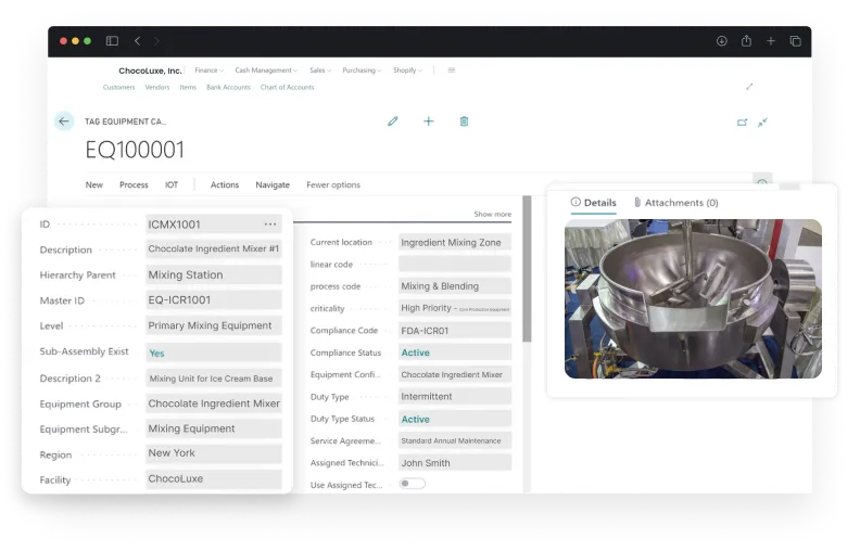 Dashboard screen of activities in Asset / Plant Maintenance