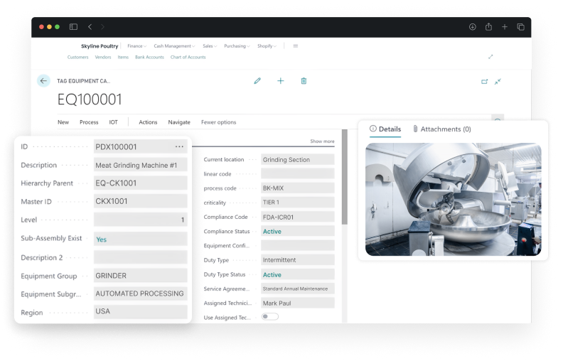 Dashboard screen of activities in Asset / Plant Maintenance