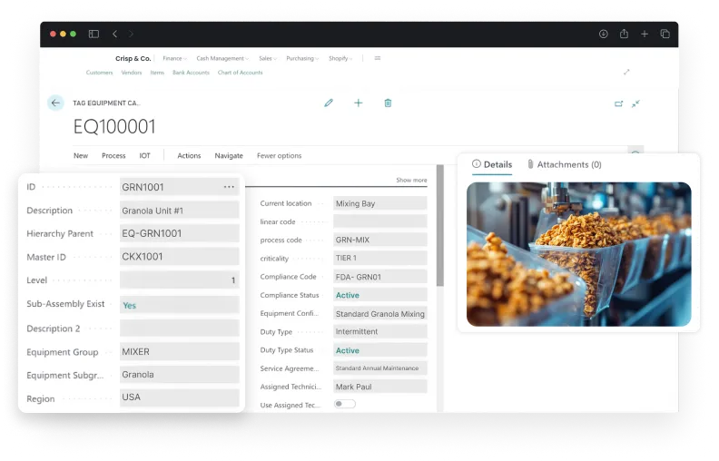 Dashboard screen of activities in Asset / Plant Maintenance