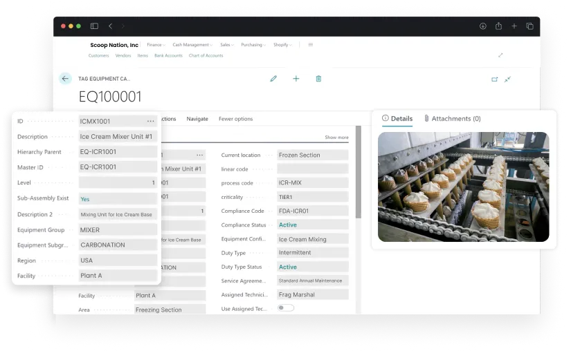 Dashboard screen of activities in Asset / Plant Maintenance