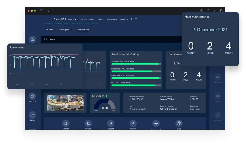 Dashboard screen of Asset / Plant Maintenance