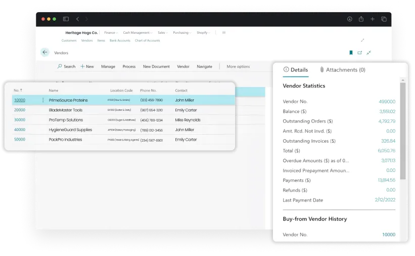 Dashboard screen of activities in Vendor Portal