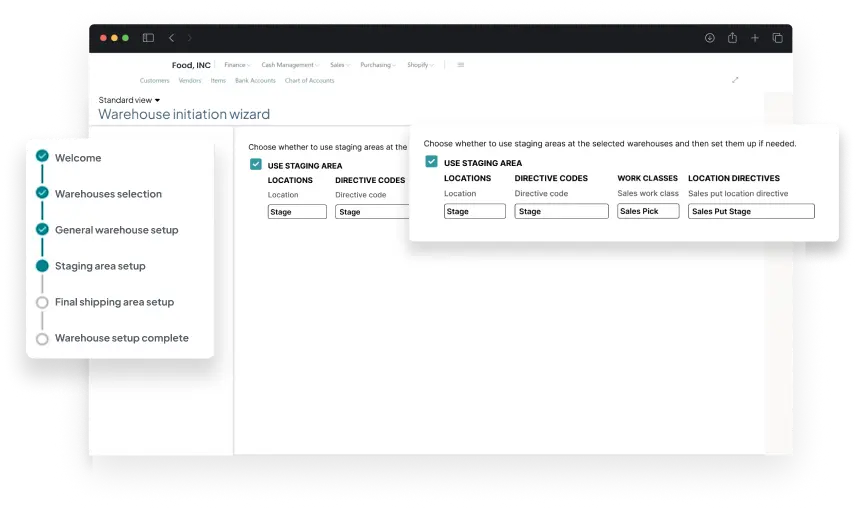 Dashboard screen of Warehouse Management