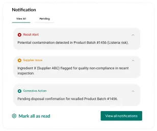 screen of batch traceability