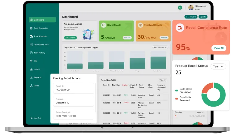 dashboard screen showcasing how recall management software works