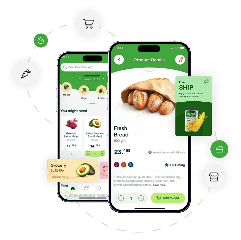 mobile screen showcasing on demand grocery delivery app development solution