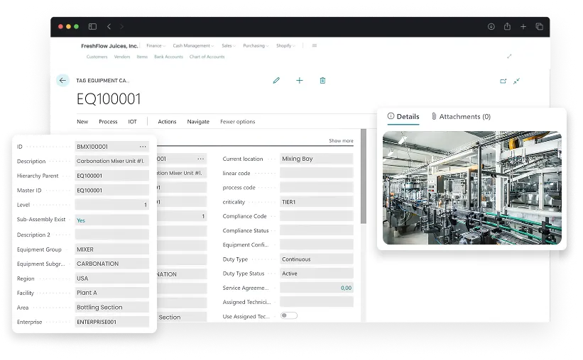 Dashboard screen of activities in Asset / Plant Maintenance