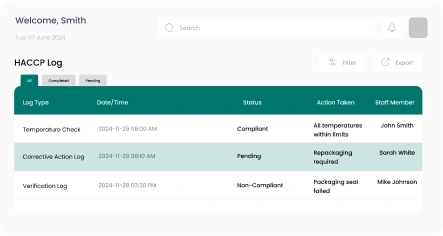 image of HACCP log management