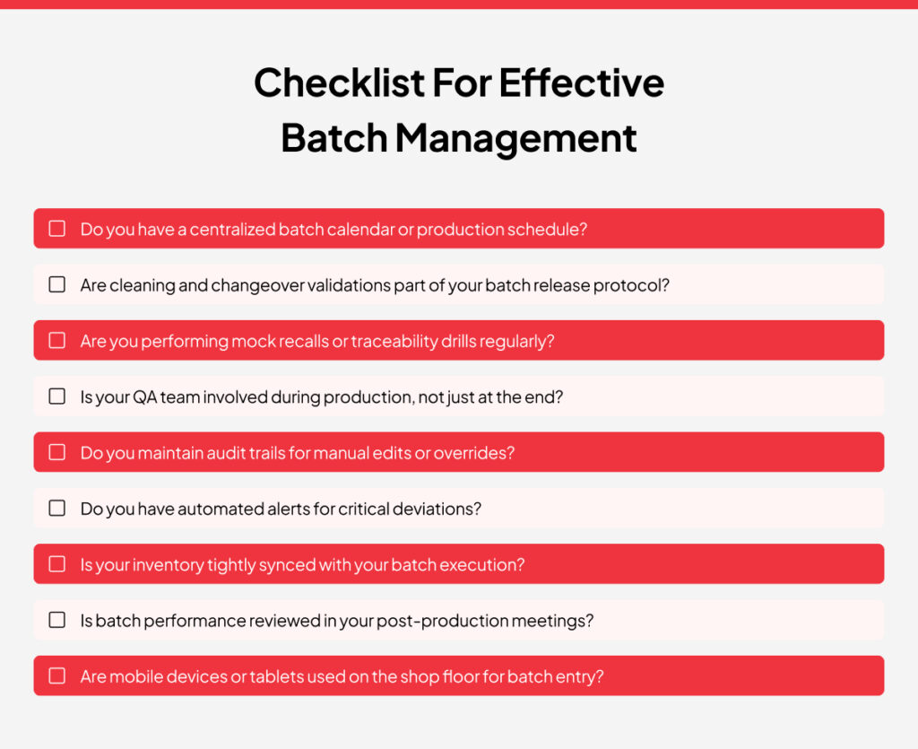 batch management checklist