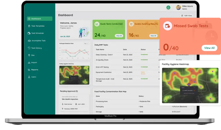 dashboard screen of environmental monitoring software