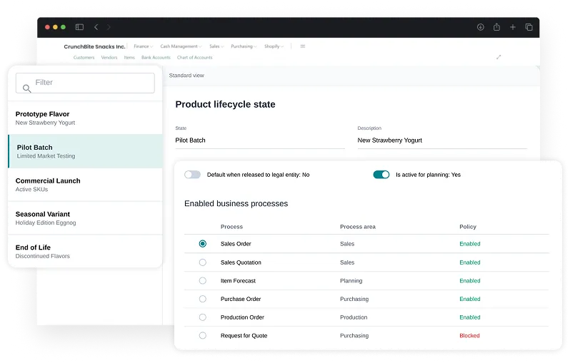 screen of product lifecycle management